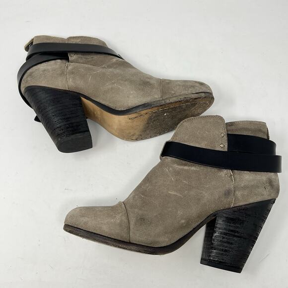 Rag & Bone Harrow Ankle Boots Womens Size 7-7.5 Tan Suede Booties Heeled Shoes - Picture 8 of 13